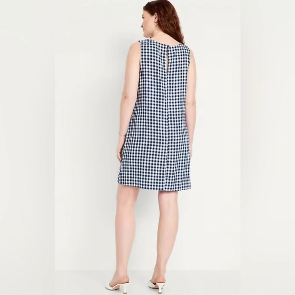 Old Navy Linen-Blend Mini Shift Dress Gingham - Picture 3 of 3